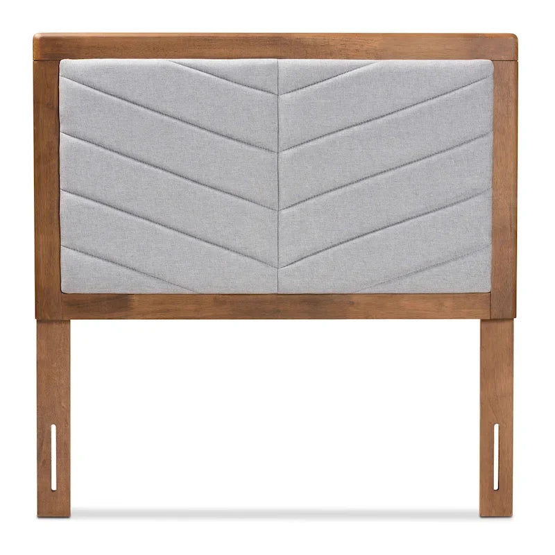 Mid-Century gestoffeerd hoofdbord voor een eenpersoonsbed in lichtgrijs